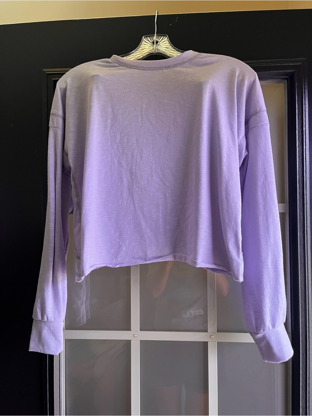 Girls Kids Cropped Long-Sleeve Crewneck Top - Lavender